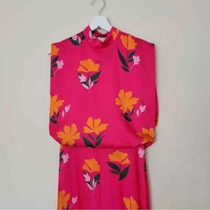 ZARA Floral Pink Cut-out Sleeveless Jumpsuit